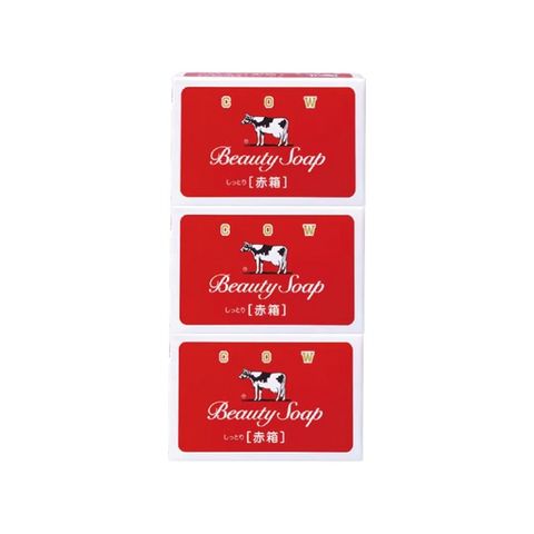 (3盒組)日本COW牛乳石鹼-溫和清潔保濕滋潤牛乳香皂90g/盒-玫瑰滋潤(紅盒)