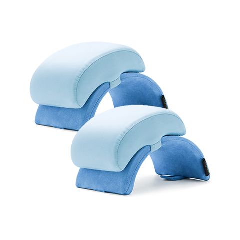 (2袋超值組)生活良品-撞色可折疊收納圓拱型鏤空防手麻記憶午睡枕1入/袋(附白色束口袋,枕套可拆洗)-涼感藍*2袋