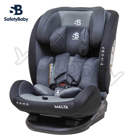 德國 Safety Baby 適德寶 0-12歲 安全帶透氣型汽座(深空灰) /汽車安全座椅【贈 頂篷+皮革保護墊】
