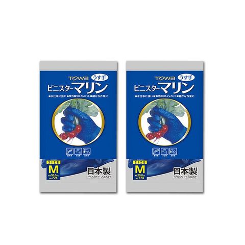 (2袋組) 日本TOWA東和防滑抗油汙萬用清潔手套NO.774薄型藍色1雙/袋-M號*2袋