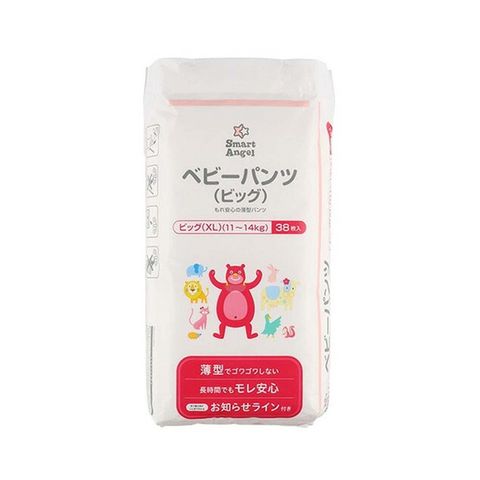 日本Smart Angel西松屋-瞬吸防漏透氣彈力拉拉褲型嬰幼兒紙尿褲38片/袋-XL(11~14kg)