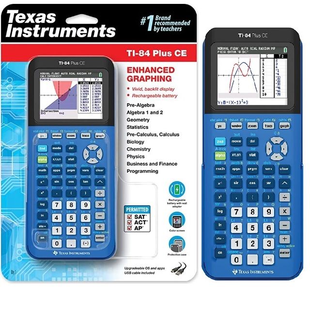 TI-84 Plus CE 彩色版繪圖計算機國際學校及SAT AP考試適用-藍色