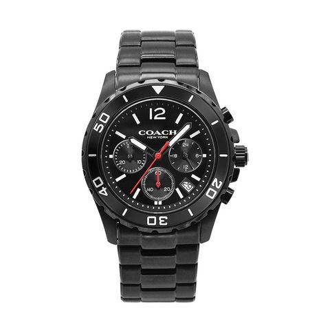 【COACH】KENT系列 黑色系 黑面 不鏽鋼錶帶 三眼計時腕錶 手錶 男錶(14602554)