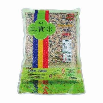 東風三寶米(台灣生產五穀米)x2包多鐵質花青素、低GI質高纖、去臘糙米加紫米紅糯米