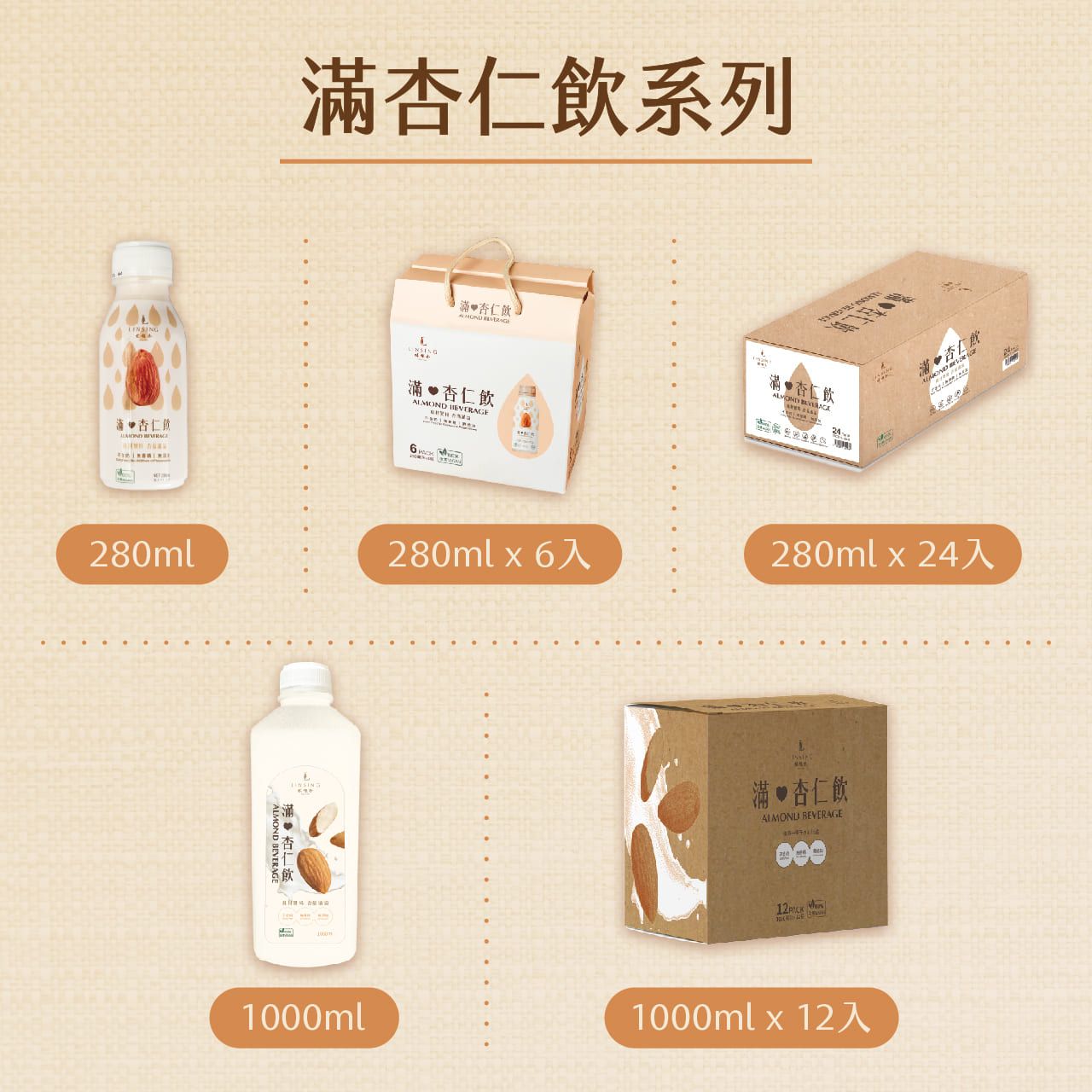 系列 杏仁滿 杏仁 24 杏仁飲 滿 杏仁飲A  滿 杏仁飲MOND 280ml280mlx6入280ml x24入 BEVERAGE滿杏仁飲L滿 杏仁飲ALMOND BEVERAGE1000ml1000mlx12入