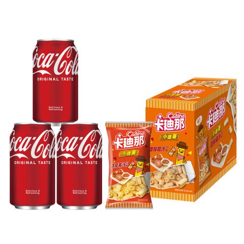 【超值組合】可口可樂330ml/24入+卡迪那茄汁口味X4包
