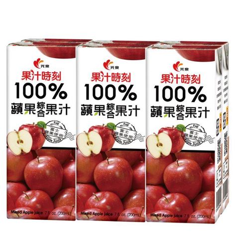 光泉 果汁時刻100%蘋果綜合果汁200ml(6入/組)