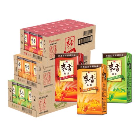 統一 麥香(綠茶X1+紅茶X1+奶茶X1)300ml(24入X3箱)