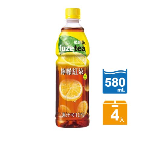 FUZE tea 飛想茶 檸檬紅茶寶特瓶580ml (4入/組)