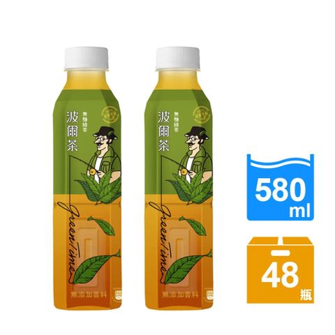 金車 《波爾茶》波爾茶-無糖綠茶580ml-24罐x2箱