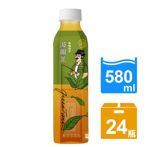 金車 波爾茶-無糖綠茶580ml(24罐/箱)