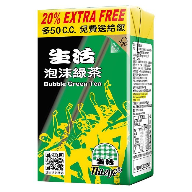 20% EXTRA FREE多50C.C.免費送給您生活泡沫綠茶Bubble Green TeaCertified讓生活更精彩FSC下)生活4710079020545
