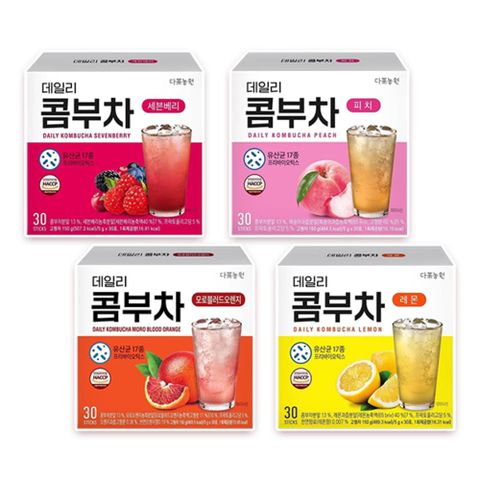 【韓國 Danongwon】乳酸菌康普茶 血橙 檸檬 水蜜桃 莓果 30包入/盒 (四款任選)