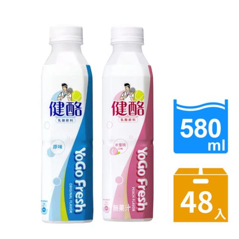 【金車】健酪乳酸飲料580ml/箱+健酪乳酸-水蜜桃口味580ml/箱