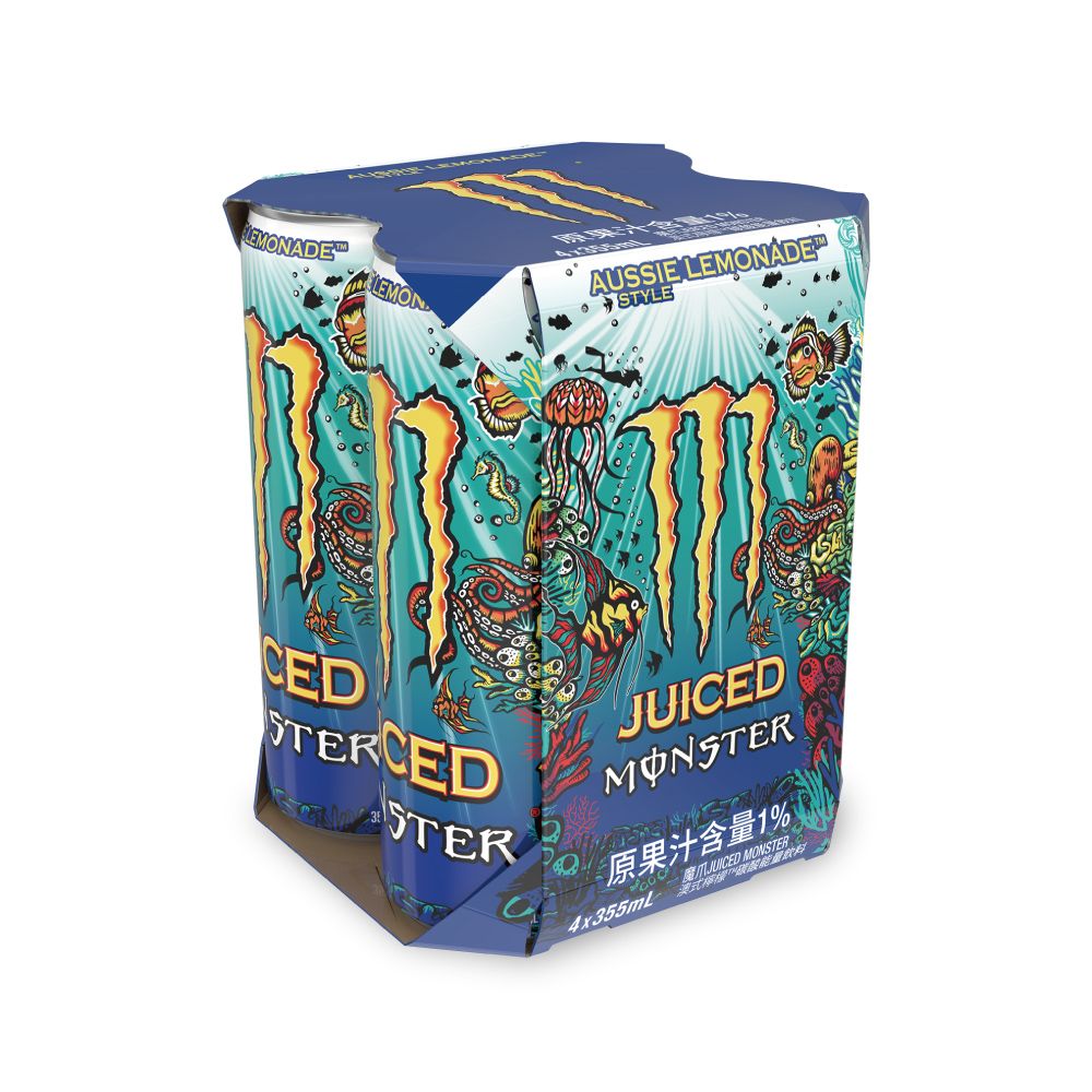  魔爪Juiced Monster澳式檸檬 碳酸能量飲料易開罐355mlx4入/組
