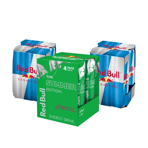 【Red Bull 紅牛】(無糖X2+火龍果風味X1)能量飲料 250ml (4入X3組)