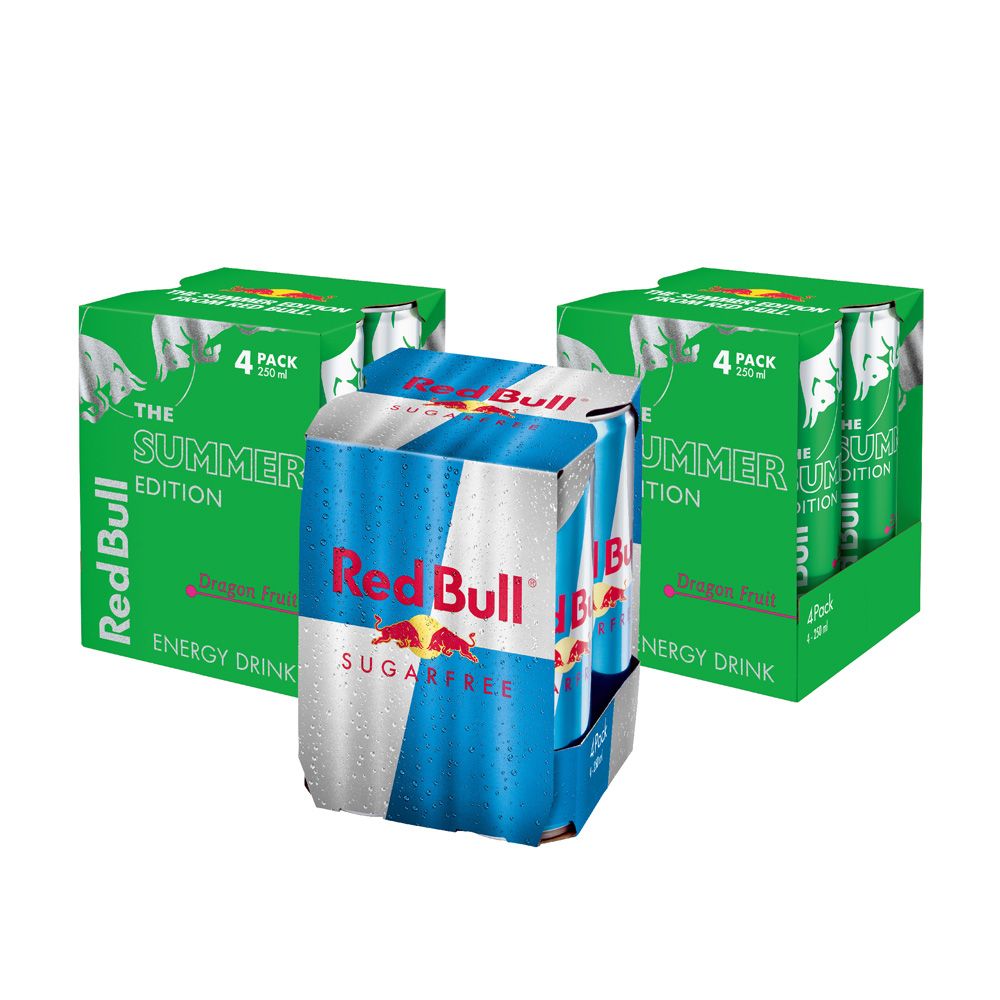 Red Bull 【 紅牛】(無糖X1+火龍果風味X2)能量飲料 250ml (4入X3組)