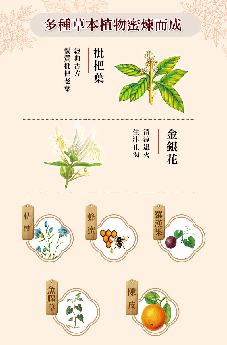 多種草本植物蜜煉而成