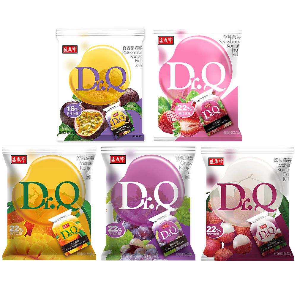 盛香珍 Dr.Q蒟蒻果凍265g/包(葡萄/荔枝/芒果/百香果/草莓)x4