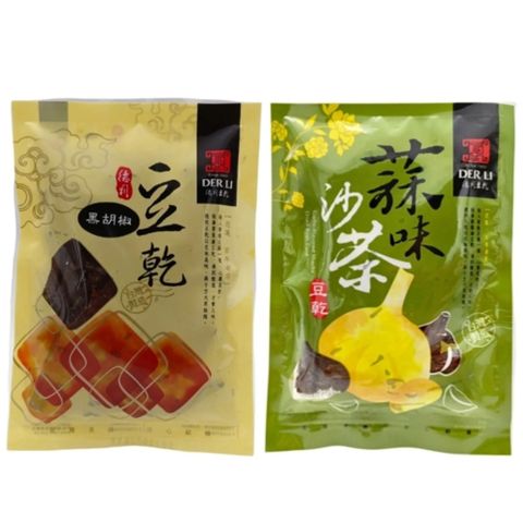 【花蓮德利豆乾】蒜味沙茶/黑胡椒豆干6包任選(130g/包)