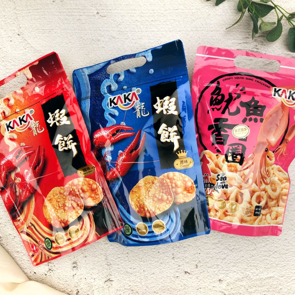 龍蝦辣味KAKA龍蝦原味ClassicCRISPY SQUID RING CRACKERS魷魚台式酥KAKSea