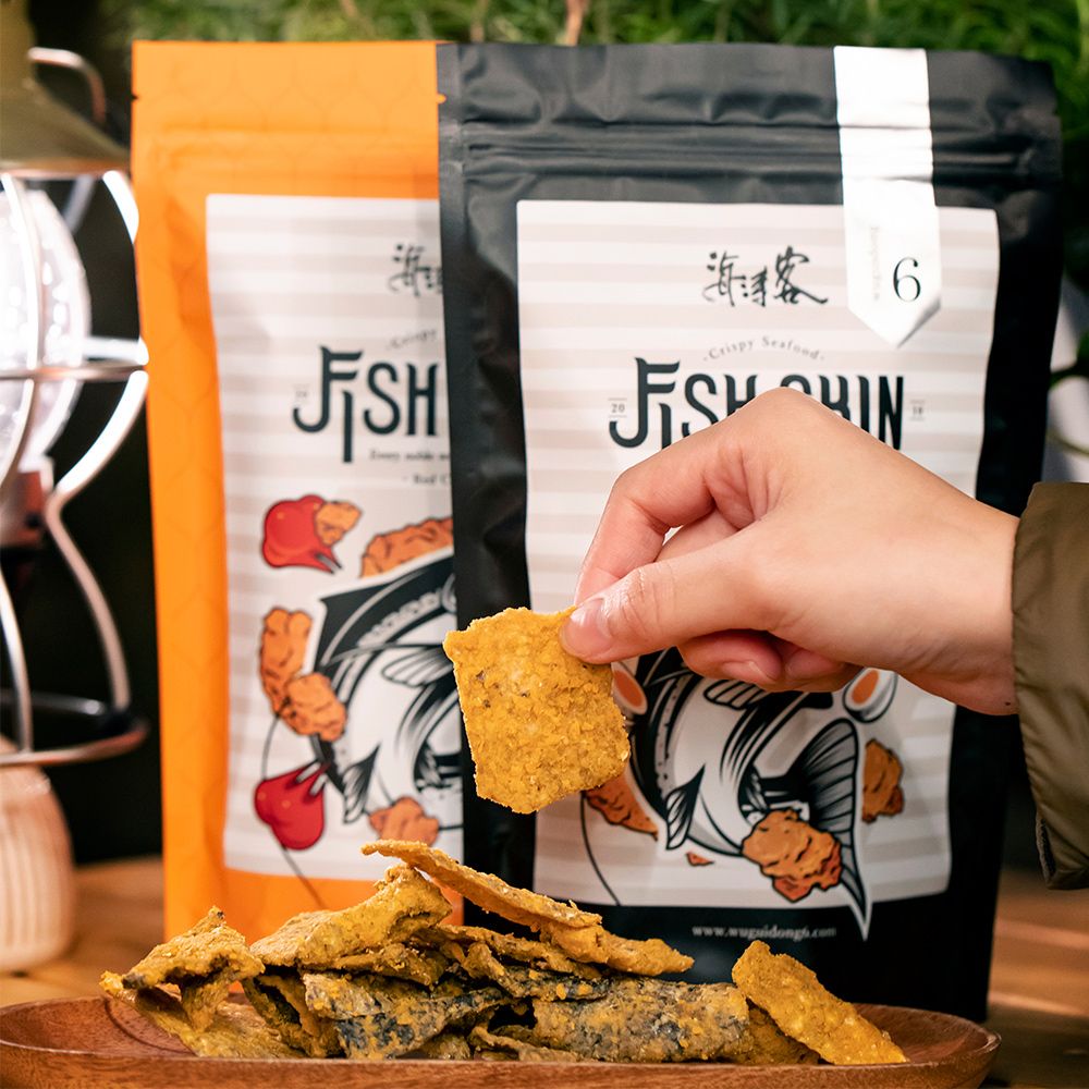 海濤客 香濃酥脆魚皮餅乾 鹹蛋黃/紅咖哩 2種口味任選x4包(80g/包)