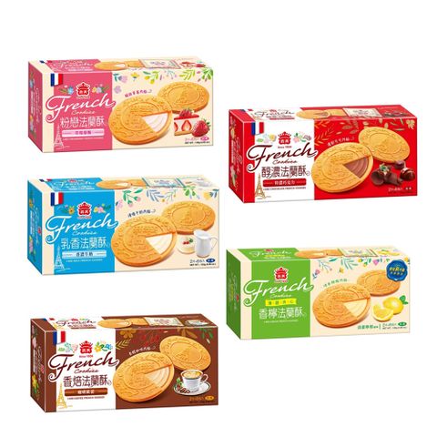 義美法蘭酥 132g x7盒 ( 草莓 / 牛奶 / 巧克力 / 咖啡歐蕾 )