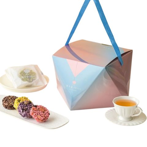 【栗卡朵洋菓子坊】綜合日式米果12入鑽石圓筒禮盒x1盒(240g/盒_四種口味)