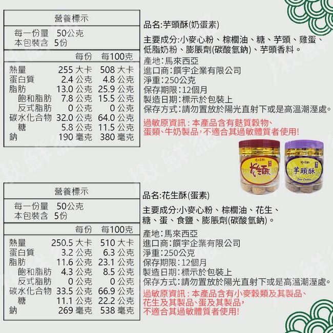  【饌宇】港式一口酥 250g/罐 鹹蛋黃酥/乳酪酥/芋頭酥/花生酥