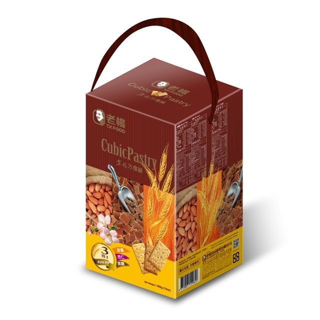 老楊 三合一方塊酥-麥纖杏仁黑糖 450g (全素)