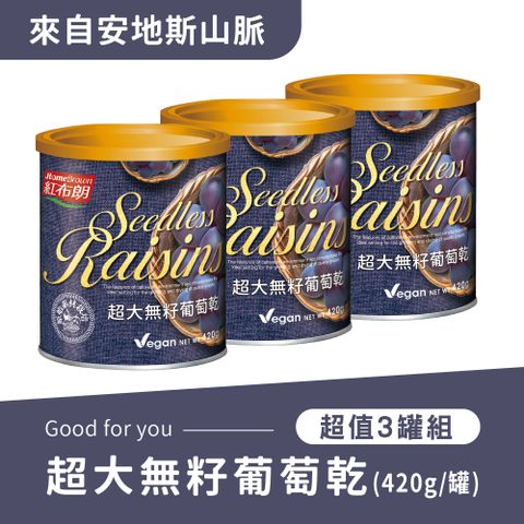 紅布朗 超大無籽葡萄乾(420g/罐)x3