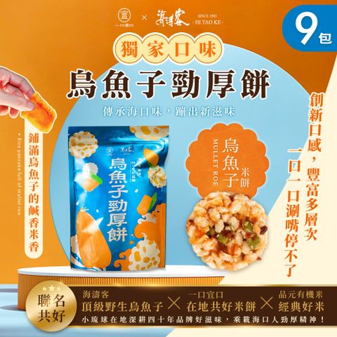【海濤客x一口宜口】烏魚子勁厚餅x9包(米餅/爆米香/南瓜籽/小琉球伴手禮/零嘴)