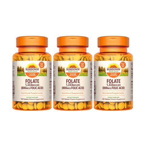 Sundown日落恩賜 高單位葉酸800mcg錠(100錠x3瓶)組