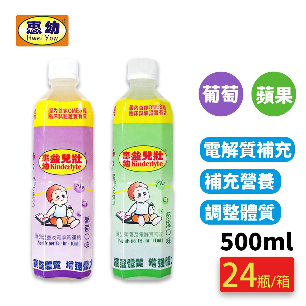  惠幼 益兒壯電解質水 葡萄/蘋果 500ml x24罐 (2種口味可選)