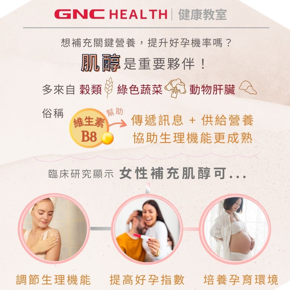 GNC 健安喜  肌醇 500食品錠(100粒/瓶) 備孕營養素 孕前必備 準媽咪必備 調整孕前體質 迎接好孕