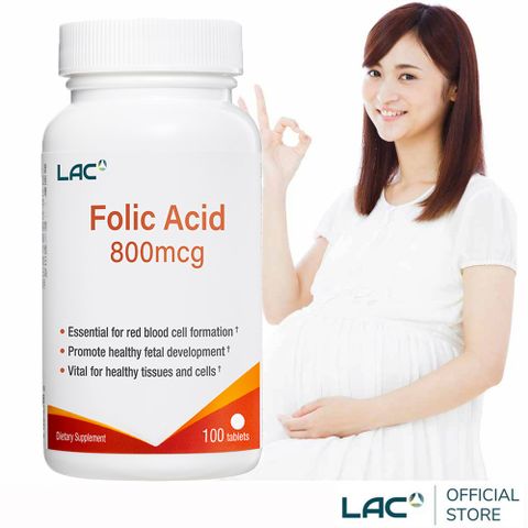 LAC 利維喜 葉酸800食品錠100錠(葉酸800mcg/孕養調理/素食錠劑)
