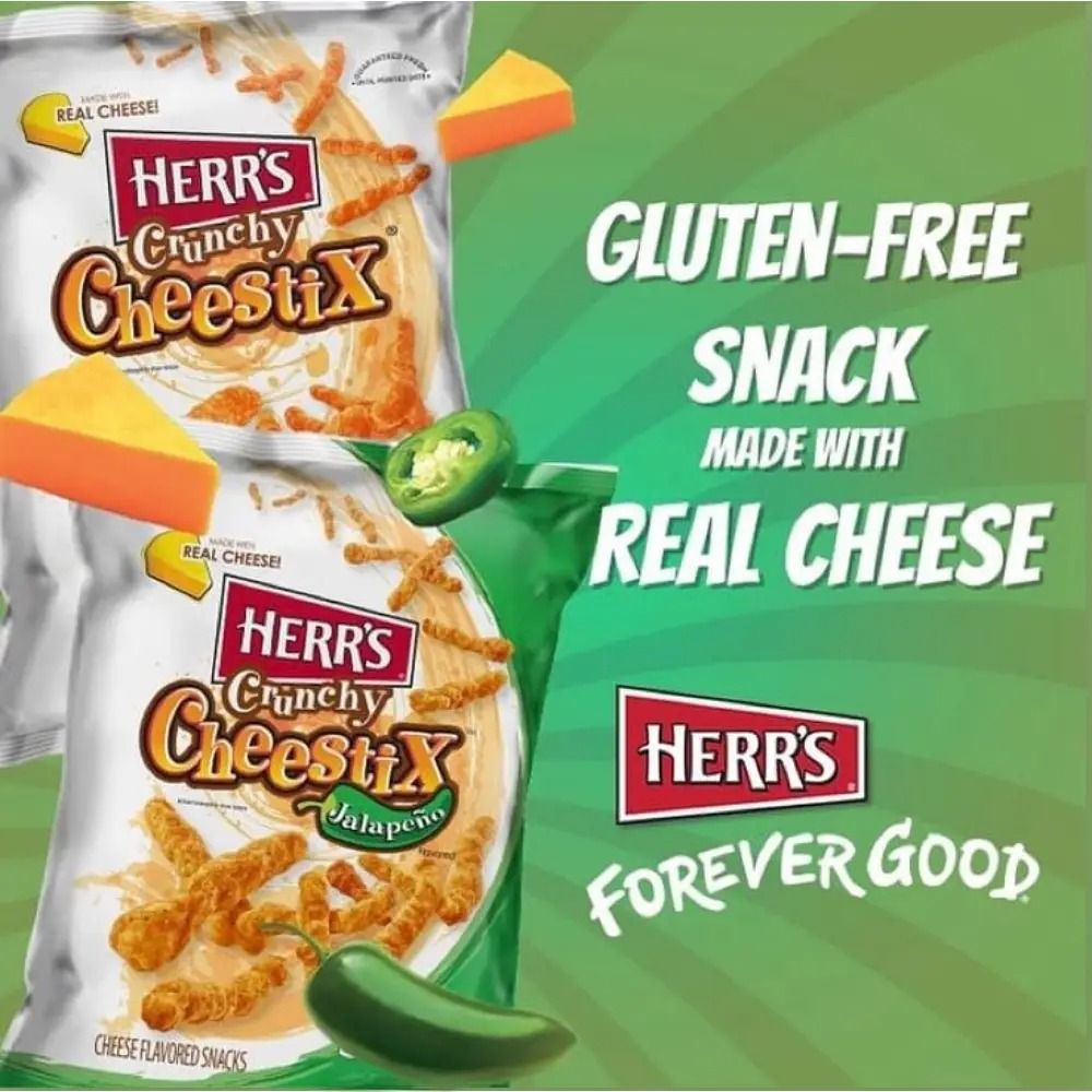 REAL CHEESEHERRS REAL CHEESEHERRS-SNACKMADE WITHREAL CHEESEHERRSFOREVER GOODCHEESE FLAVORED SNACKS