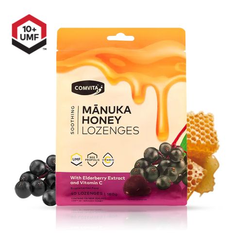 紐西蘭Comvita 蜂膠麥蘆卡蜂蜜潤喉糖(接骨木莓)40粒