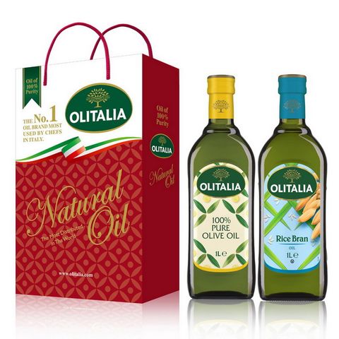 Olitalia奧利塔純橄欖油+玄米油禮盒組(1000mlx2瓶)