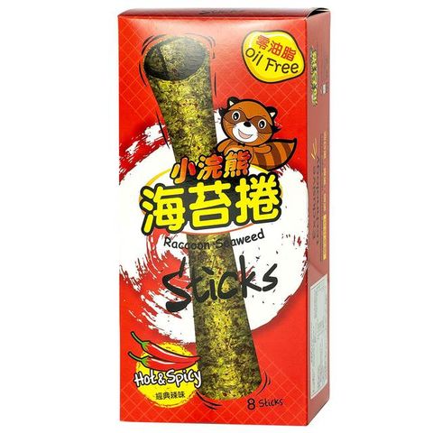 【小浣熊】零油脂 海苔捲 8支/盒(經典辣味)