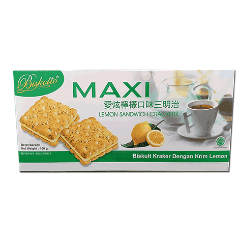 人氣商品MAXI 愛炫三明治餅乾(檸檬口味)160G