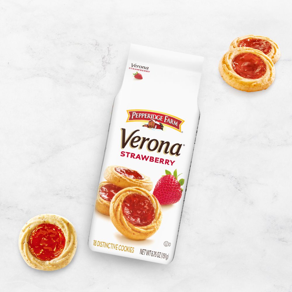 VeronaSTRAWBERRYPEPPERIDGE FARMVeronaSTRAWBERRY18 DISTINCTIVE COOKIES NET WT