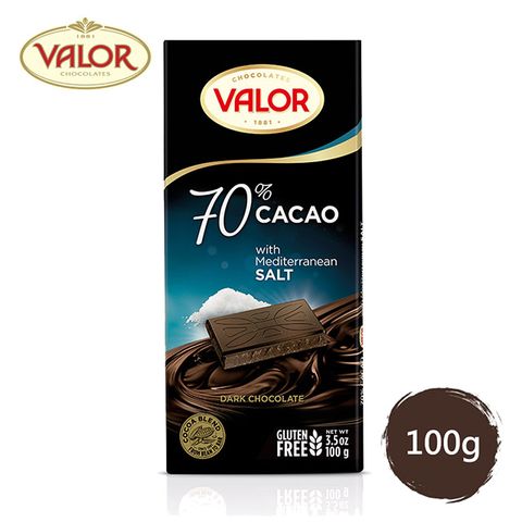 西班牙第一品牌Valor 70%海鹽黑巧克力片 100g