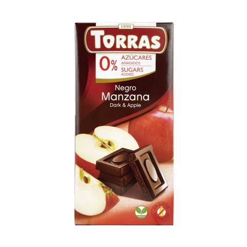 無加糖巧克力TORRAS多樂蘋果夾心醇黑巧克力75G