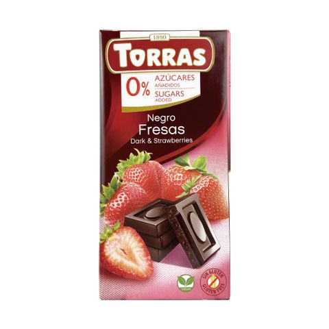 無加糖巧克力TORRAS 多樂草莓夾心醇黑巧克力75G