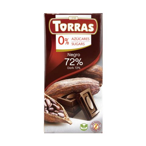 無加糖巧克力TORRAS 多樂72%醇黑巧克力75G