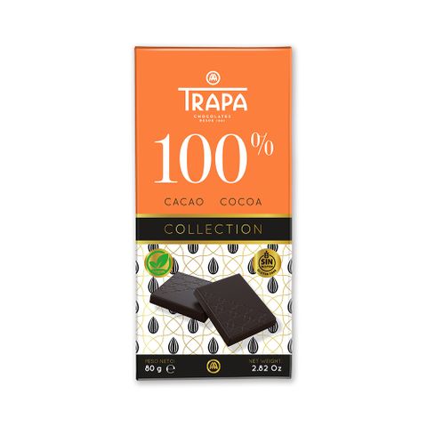 百年國民巧克力工藝品牌西班牙Trapa精選100%黑巧克力片80g