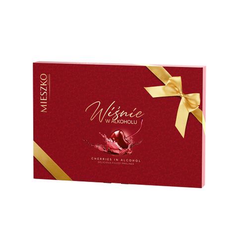 波蘭歷史悠久品牌Mieszko美仕格櫻桃果酒心巧克力緞帶禮盒142g