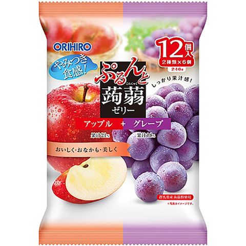 原裝進口日本ORIHIRO -蒟蒻果凍-蘋果+葡萄味240g