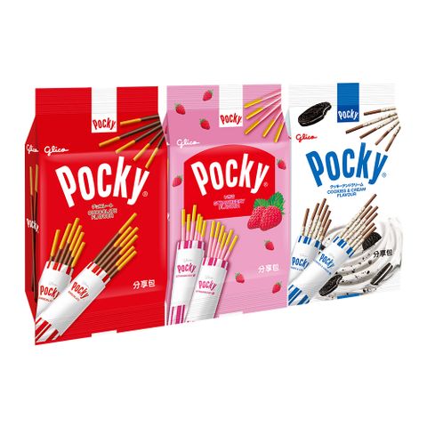 Glico 固力果 Pocky百奇 餅乾棒分享包 (巧克力/草莓/牛奶)